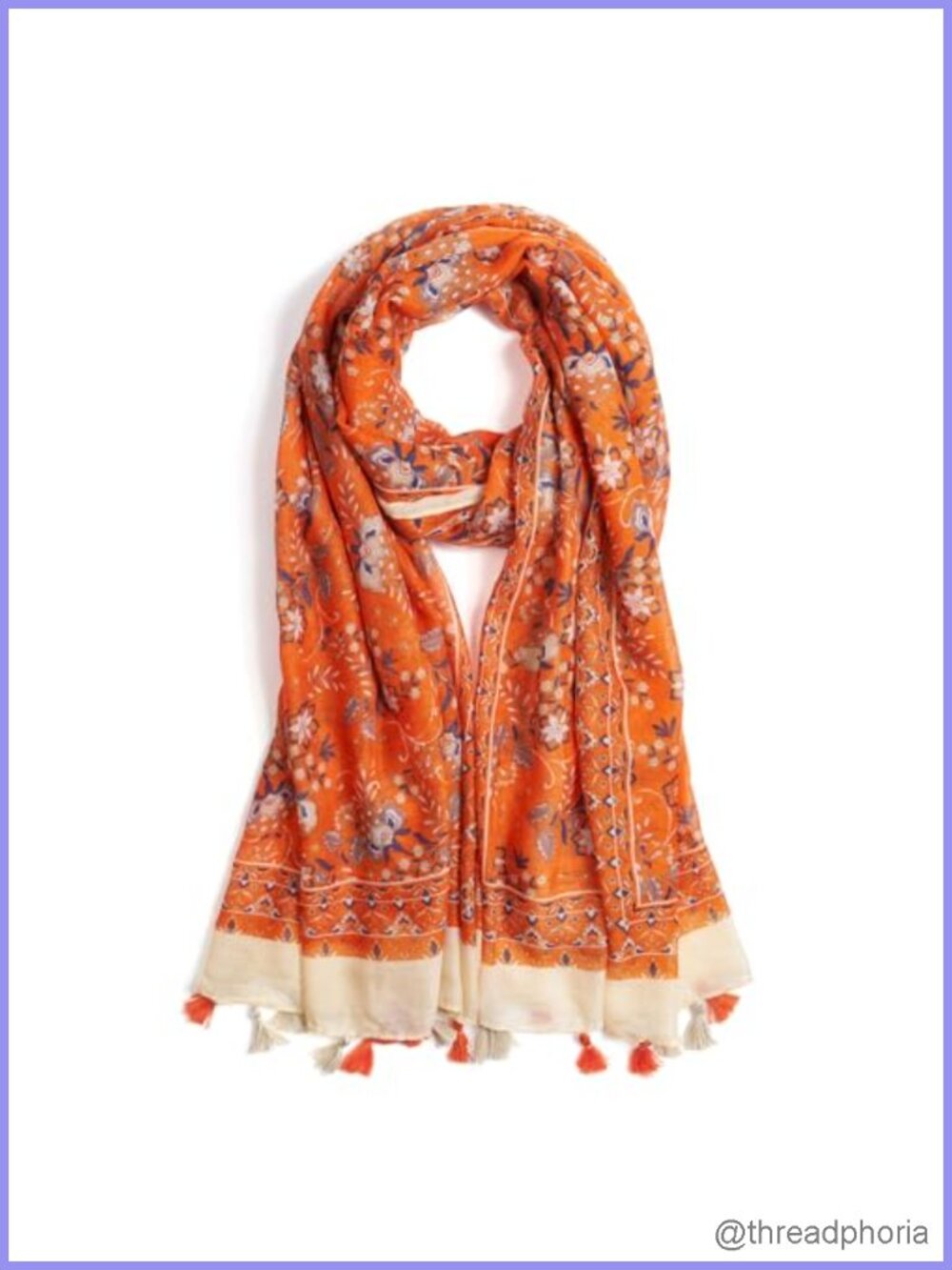 Lightweight Voile Floral Print Scarf Shawl Wrap with Fringe